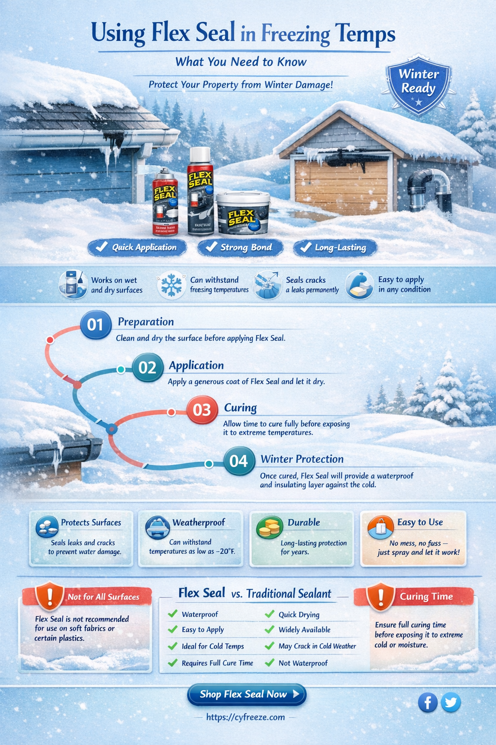 can flex seal be used below freezing