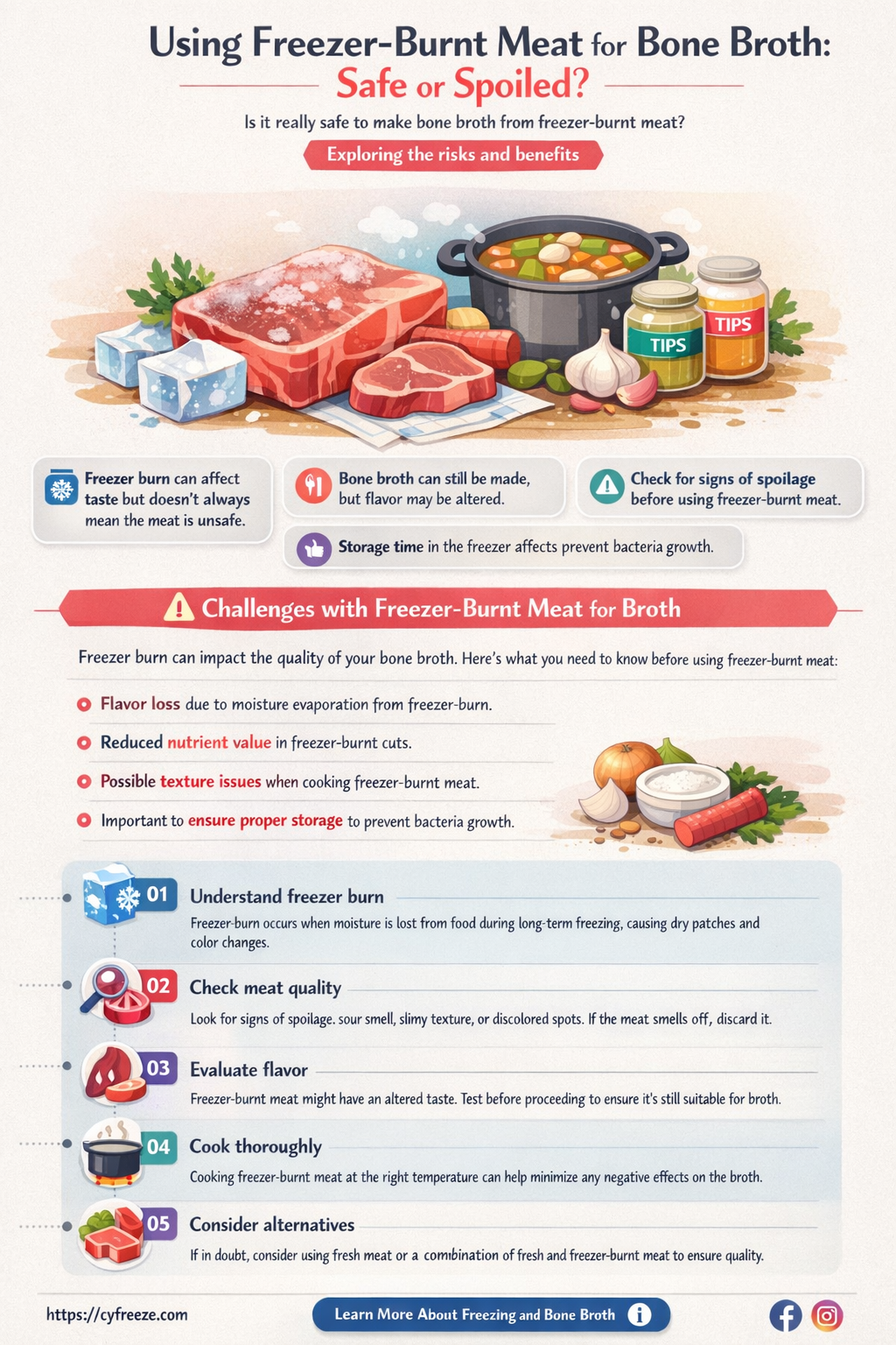 can freezer burnt meat be used in bone broth