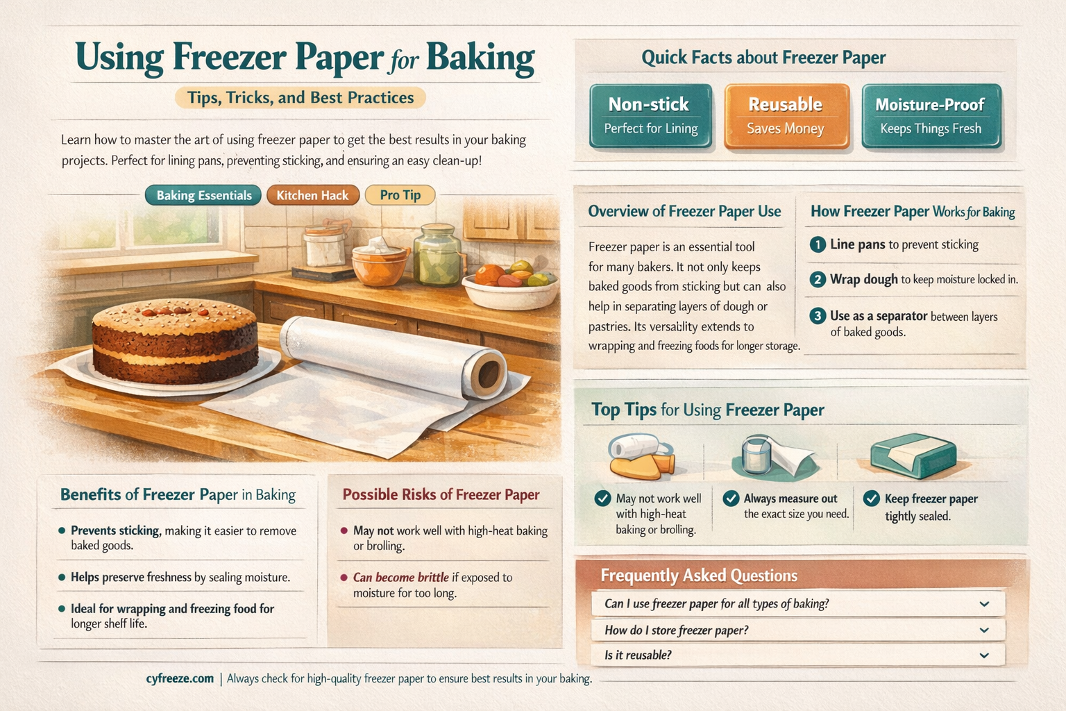 can freezer paper be used for baking