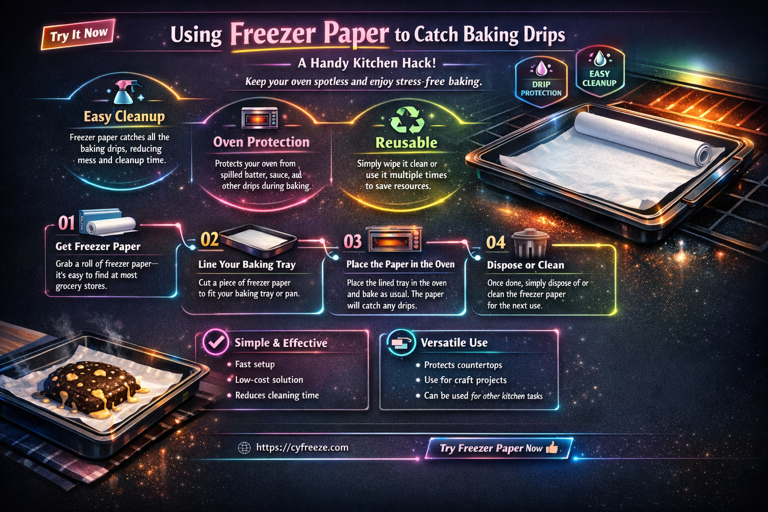 can i use freezer paper to catch drips while baking
