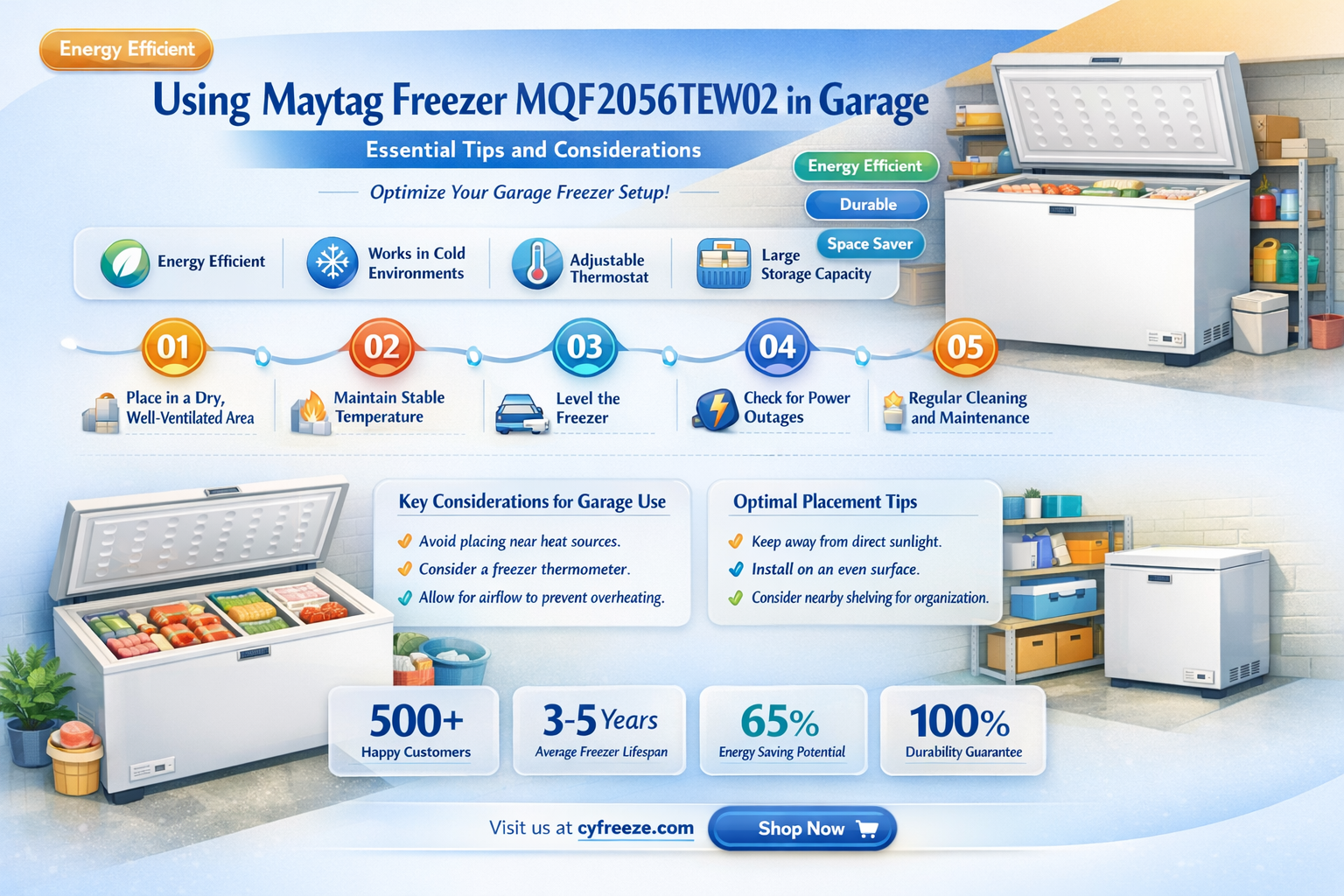 can maytag freezer mqf2056tew02 be used in the garage