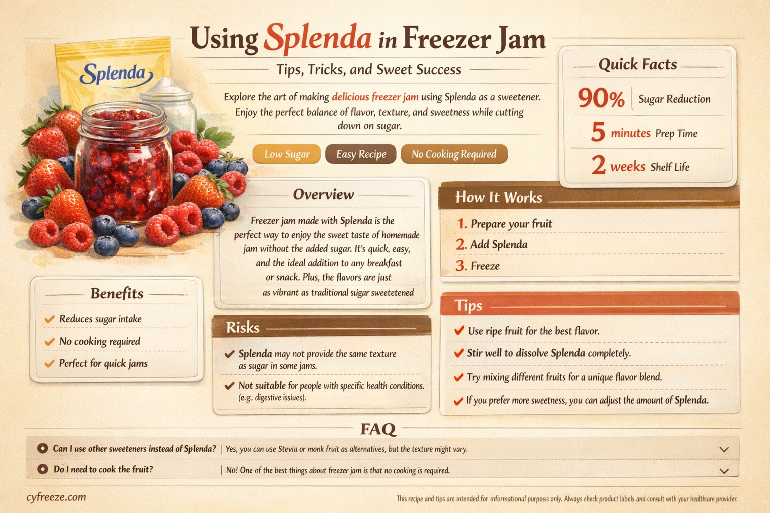 can i use splenda in freezer jam