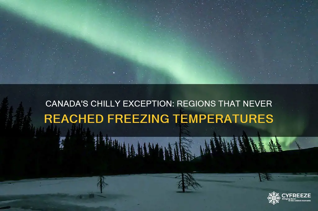 did any part of canada not get to freezing temperature