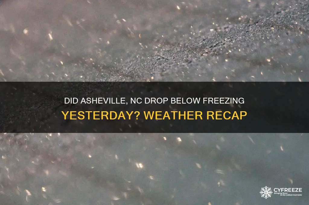 did it get below freezing in ashville north carolina yesterday