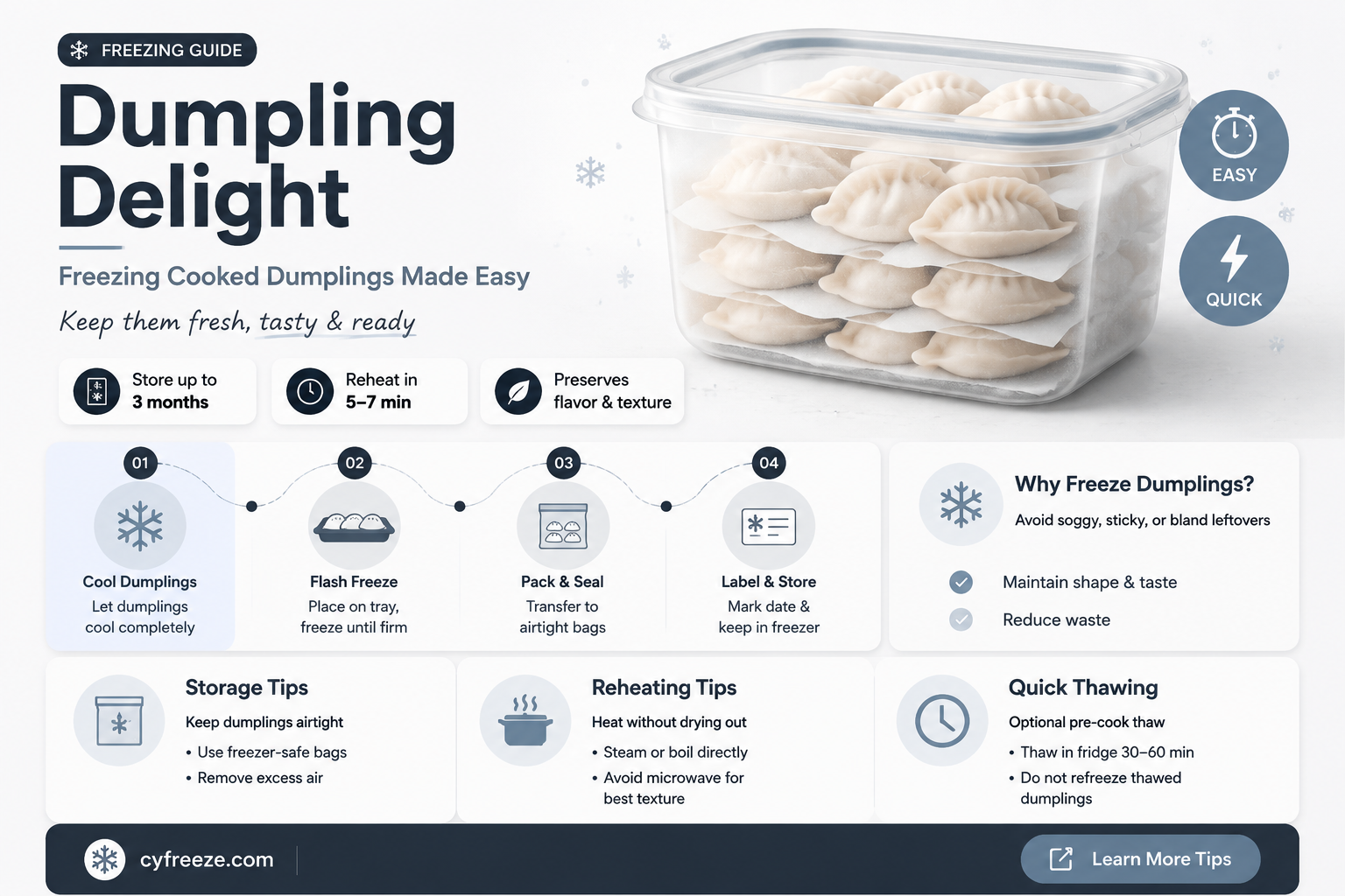 can you freeze cooked dumplings