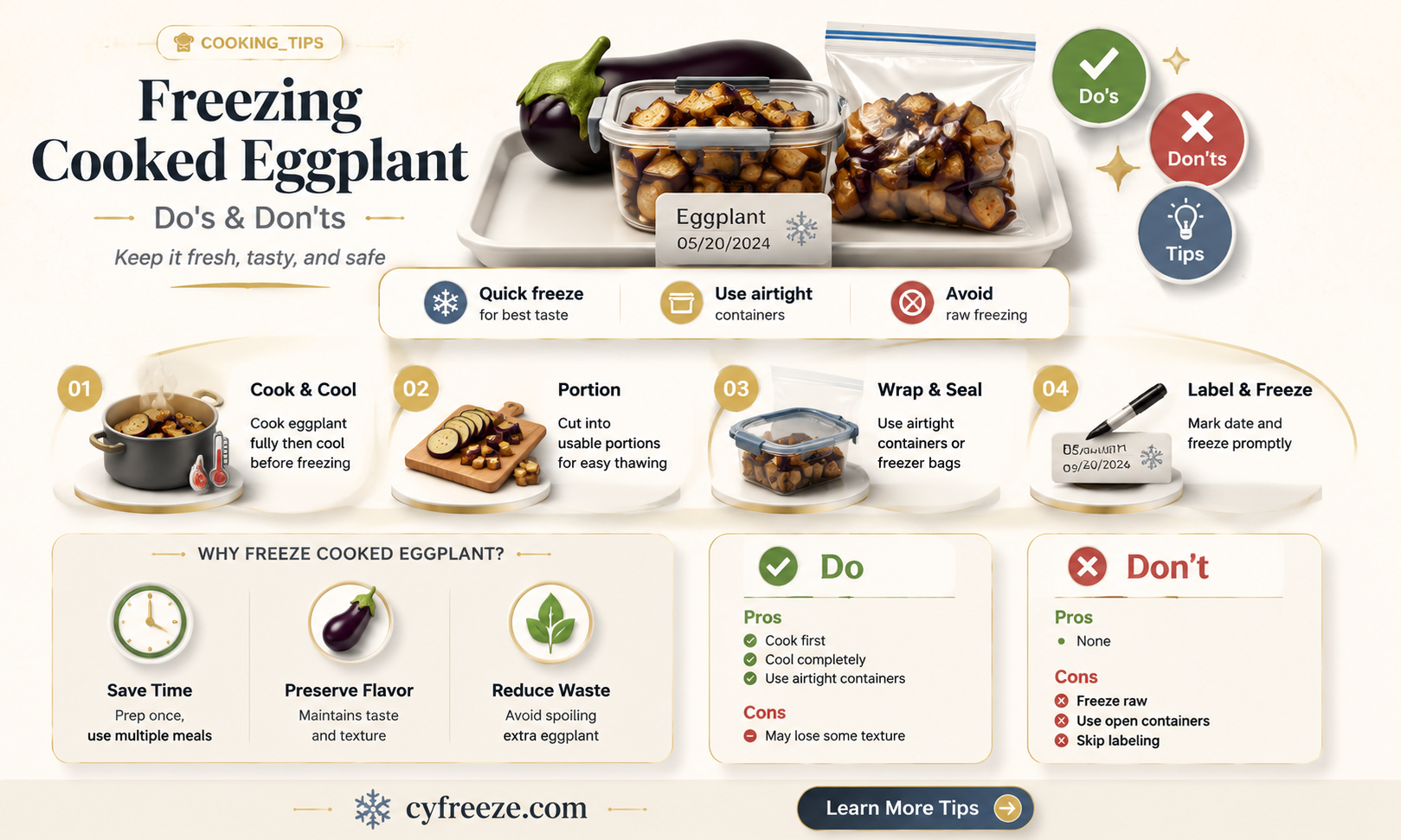 can you freeze cooked eggplant