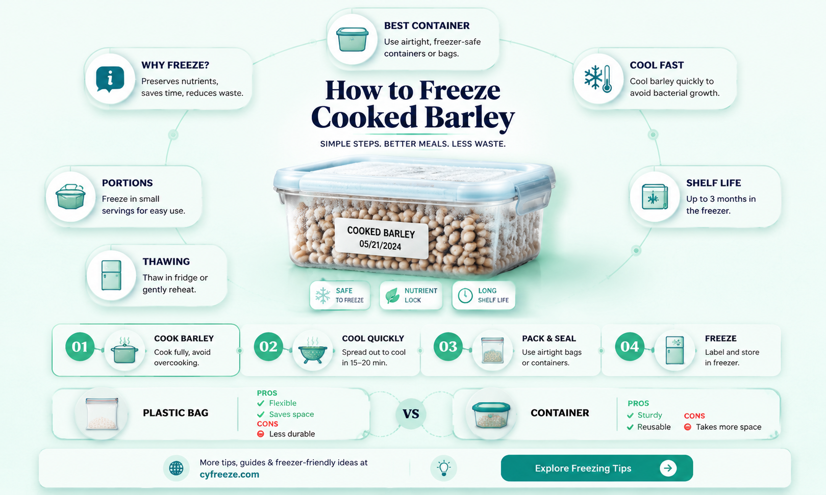 can you freeze cooked barley
