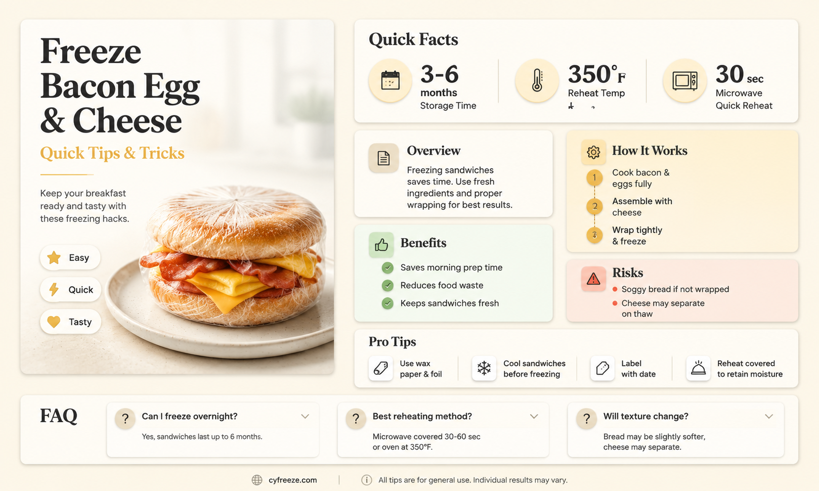 can you freeze bacon egg and cheese sandwiches