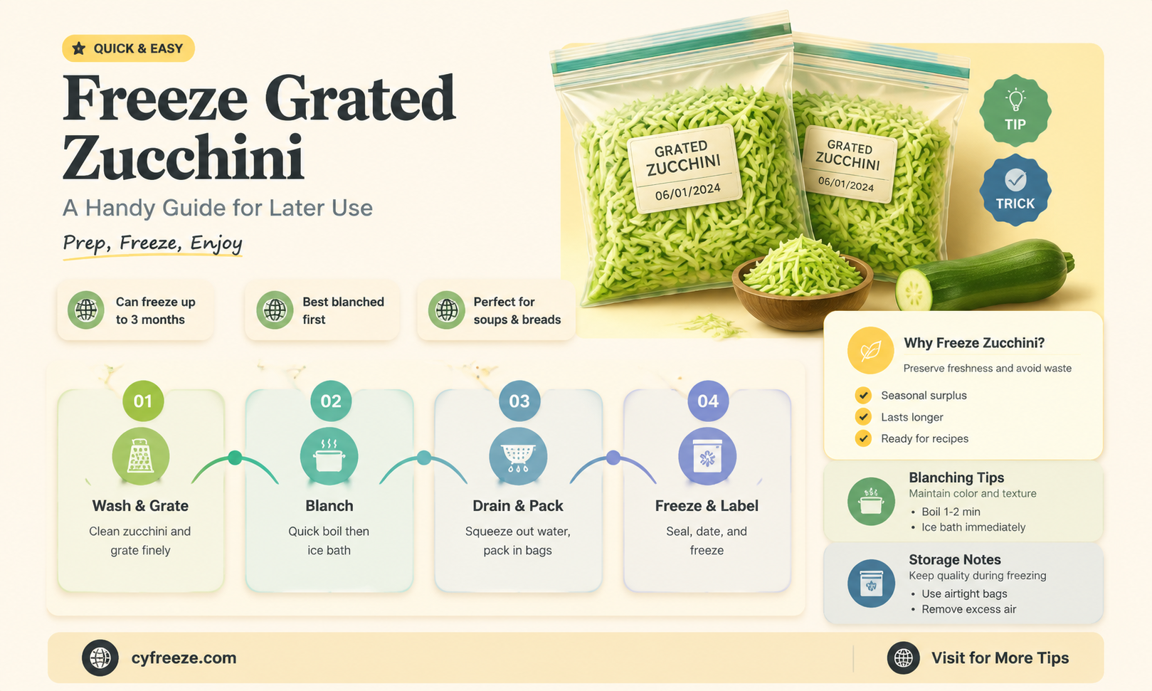 can you freeze grated zucchini to use later