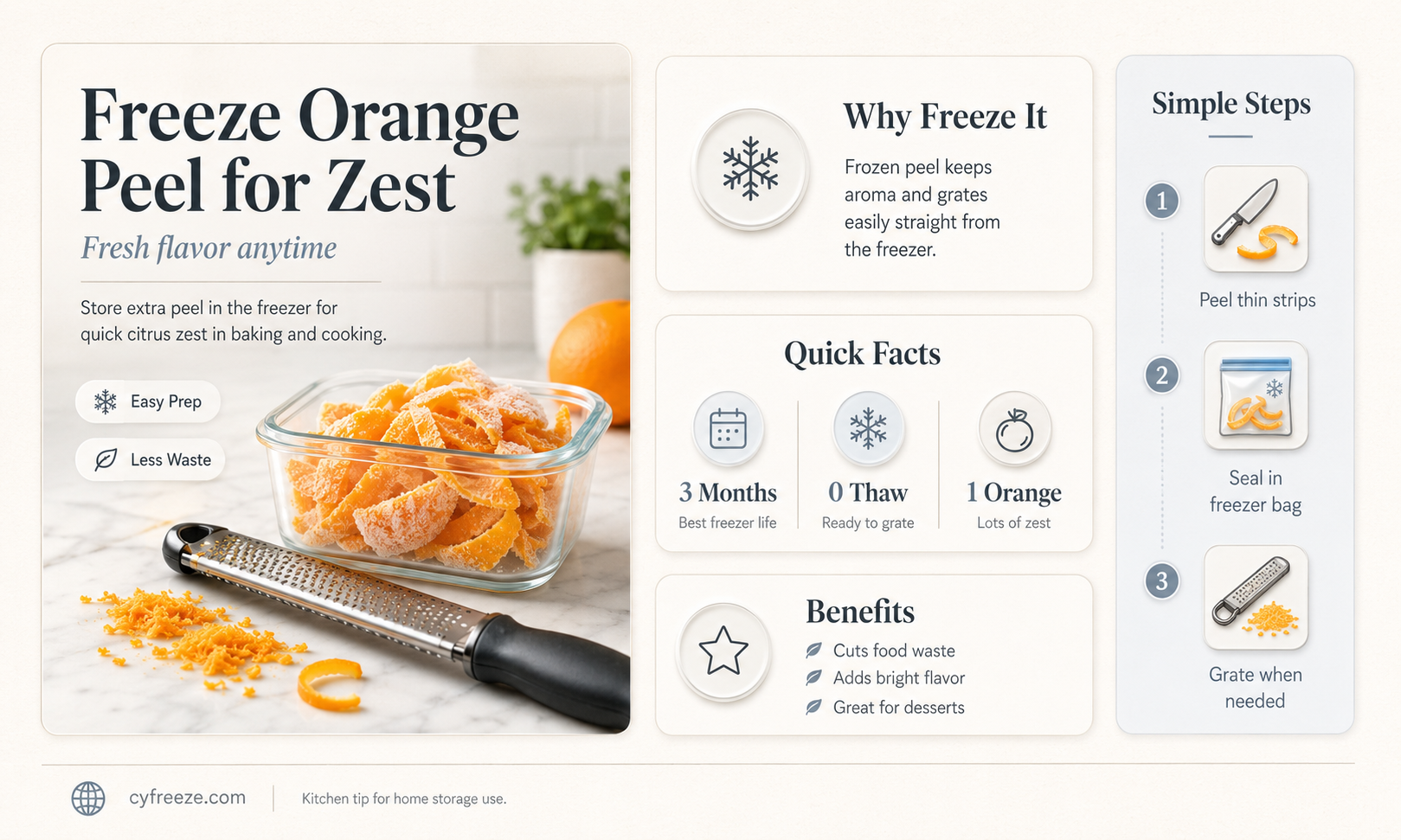 can you freeze orange peel to use later for zest