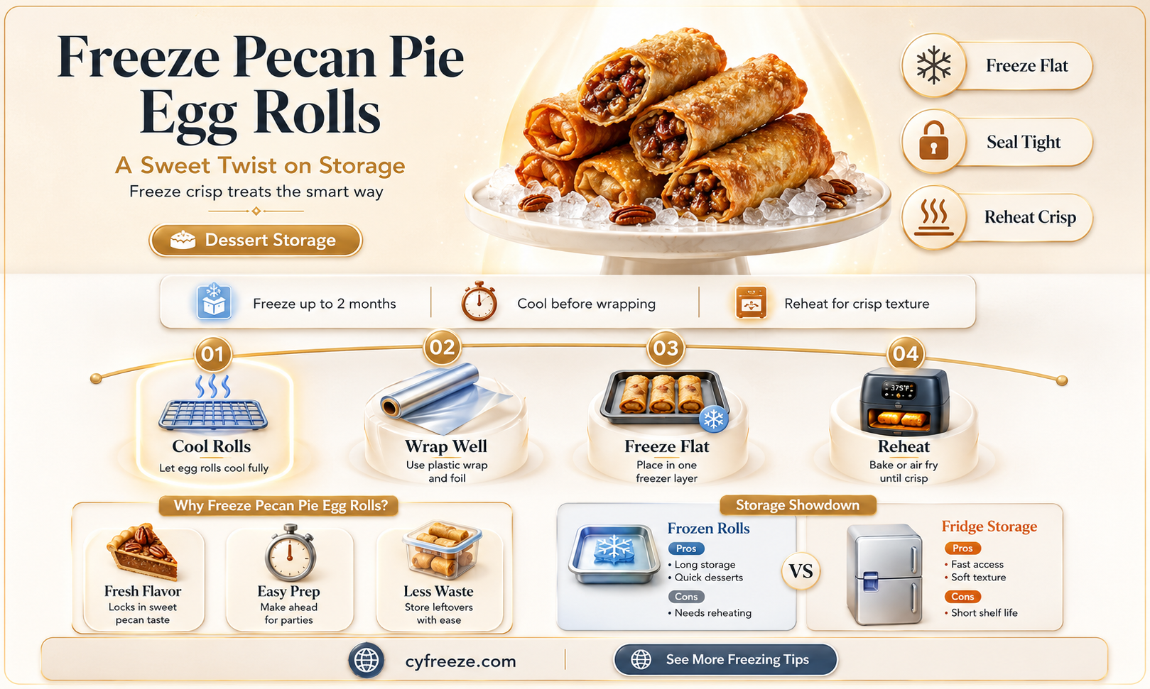 can you freeze pecan pie egg rolls