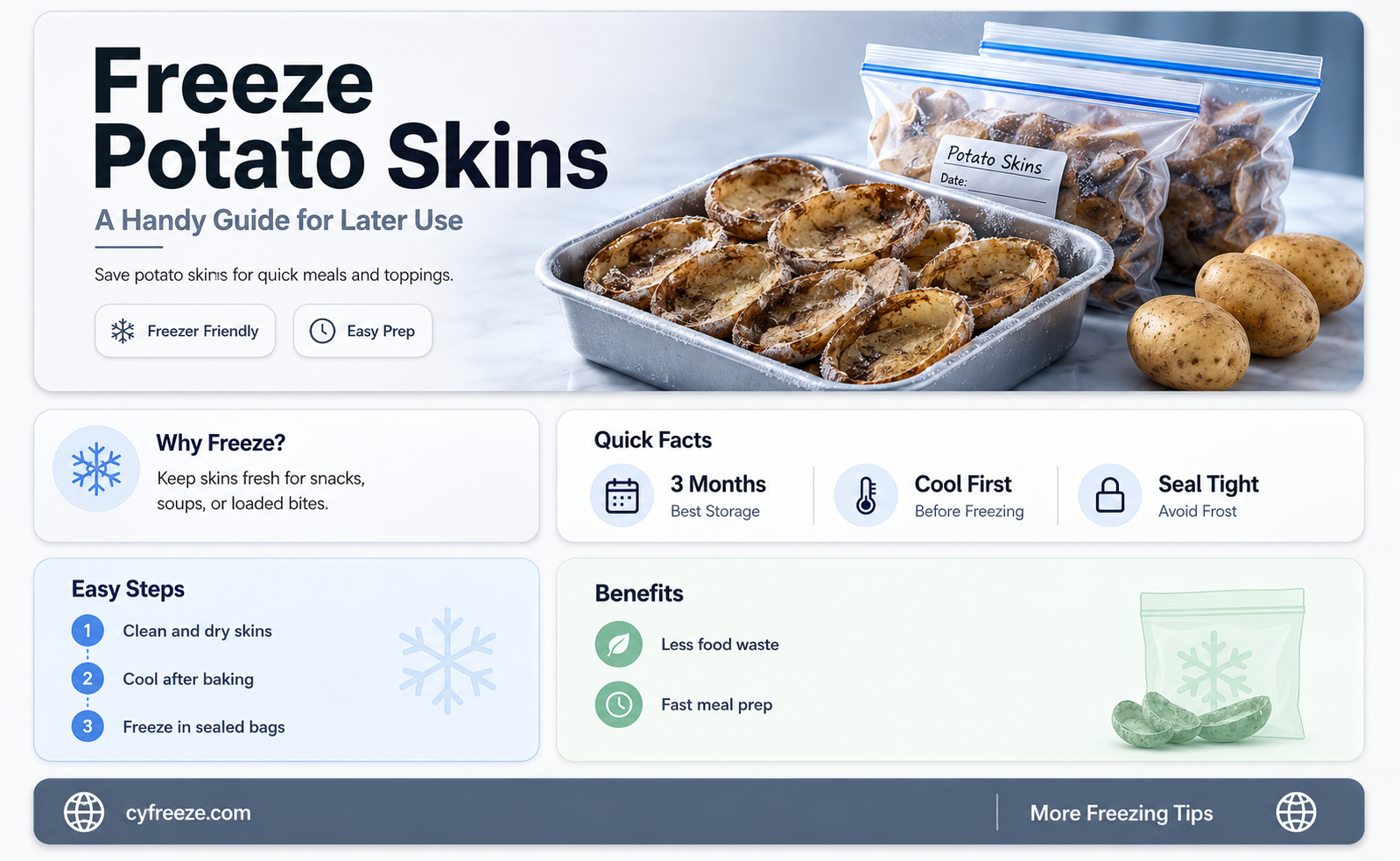 can you freeze potato skins to use later