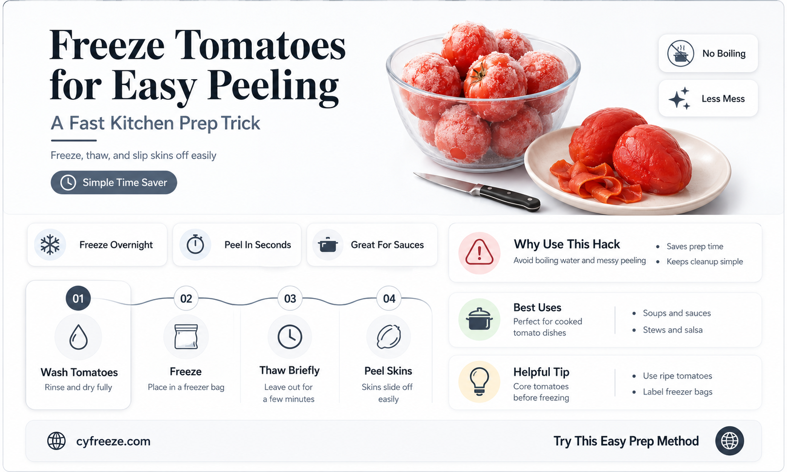 can you freeze tomatoes to get the skin off