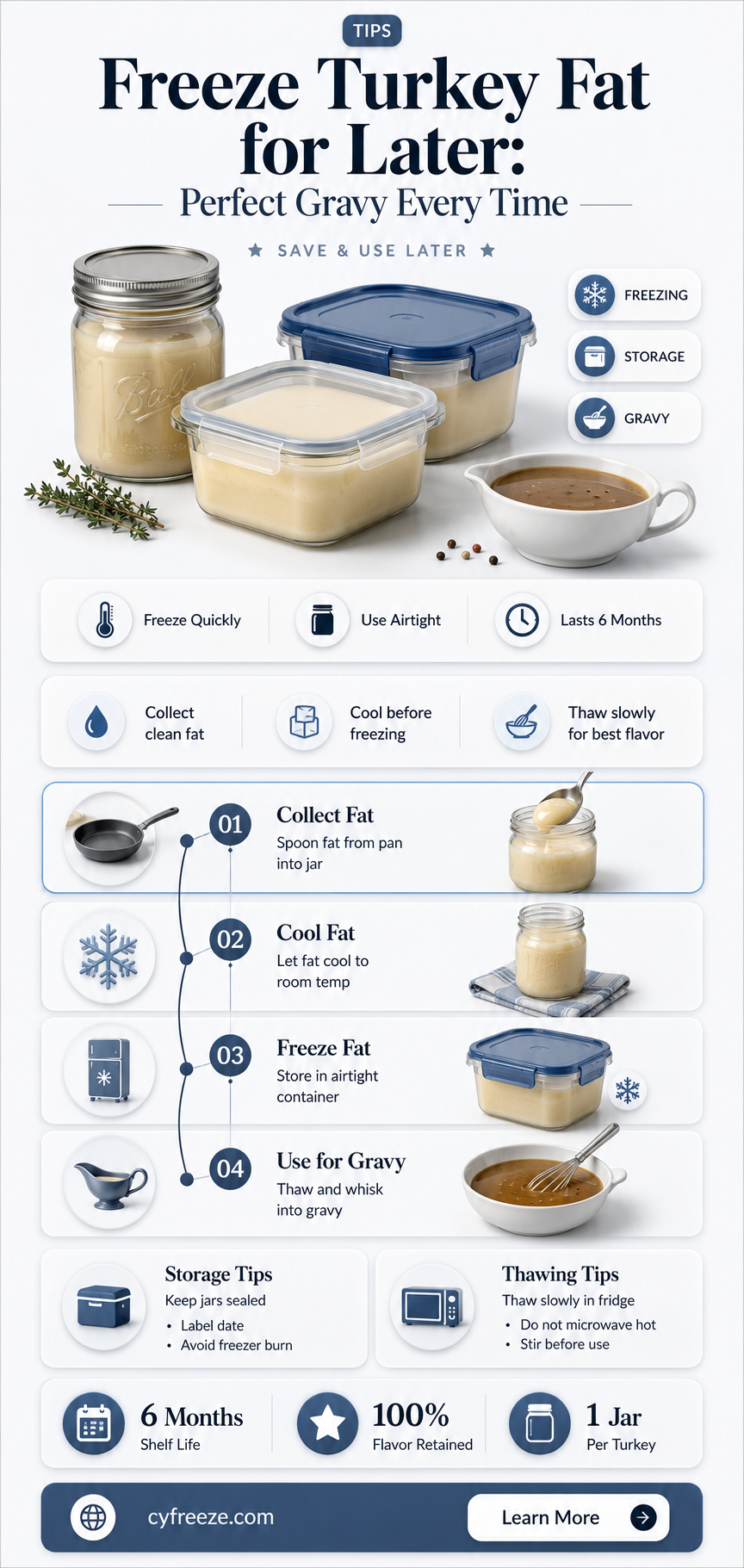 can you freeze turkey fat to use later for gravy