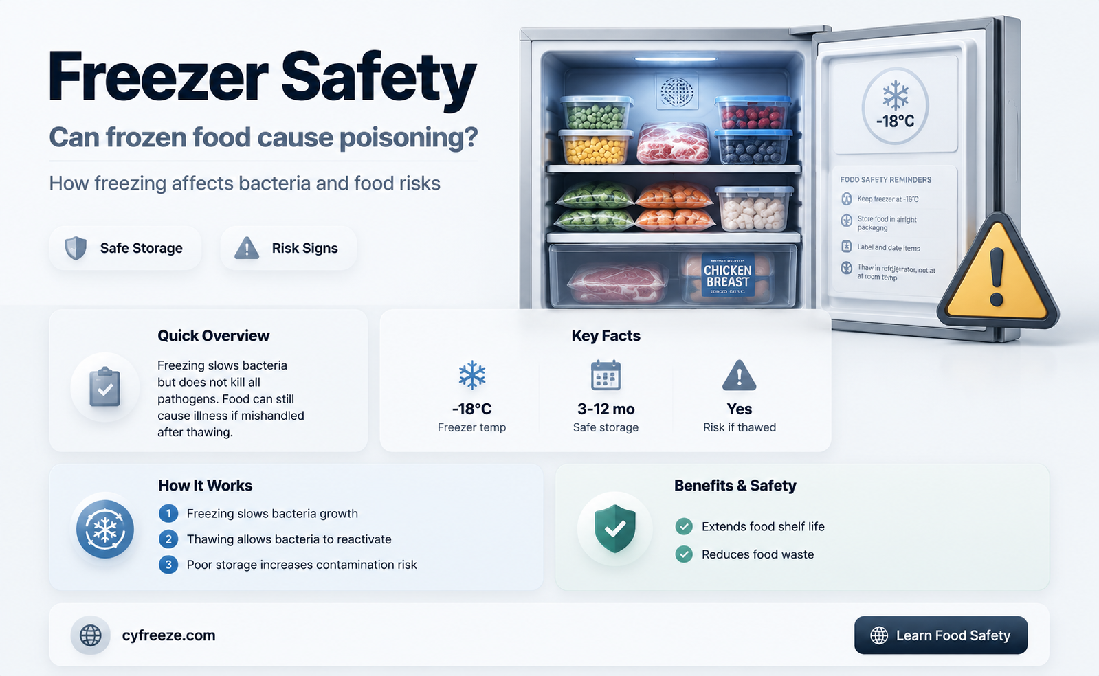 can you get food posioning from storing things in freezer