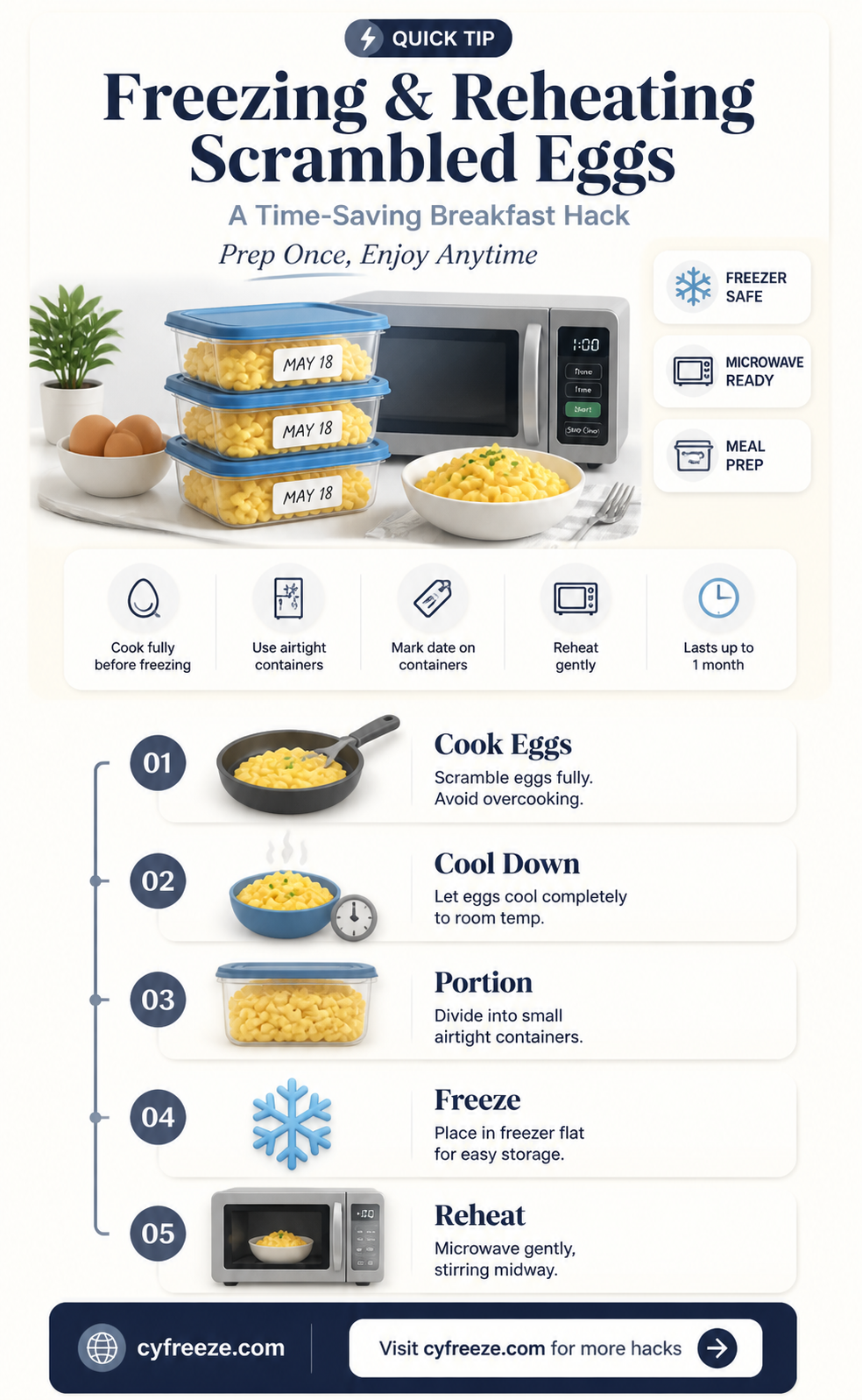 can you freeze and reheat scrambled eggs