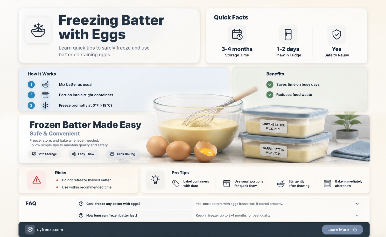 can you freeze batter with egg in it