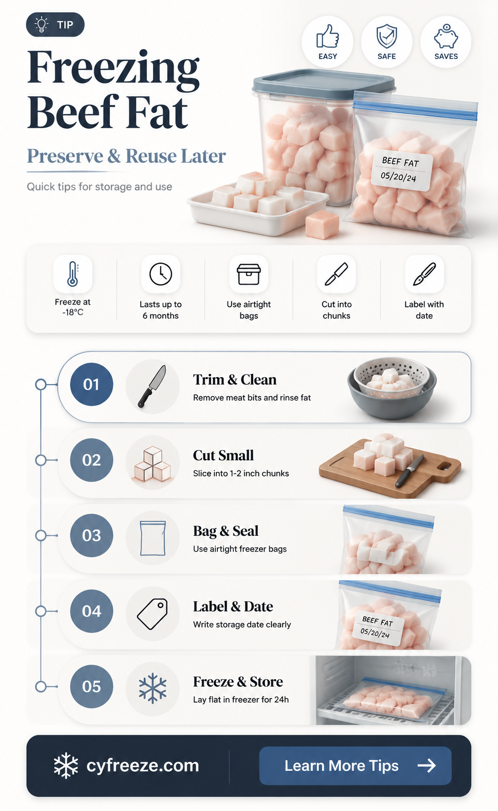 can you freeze beef fat for later use