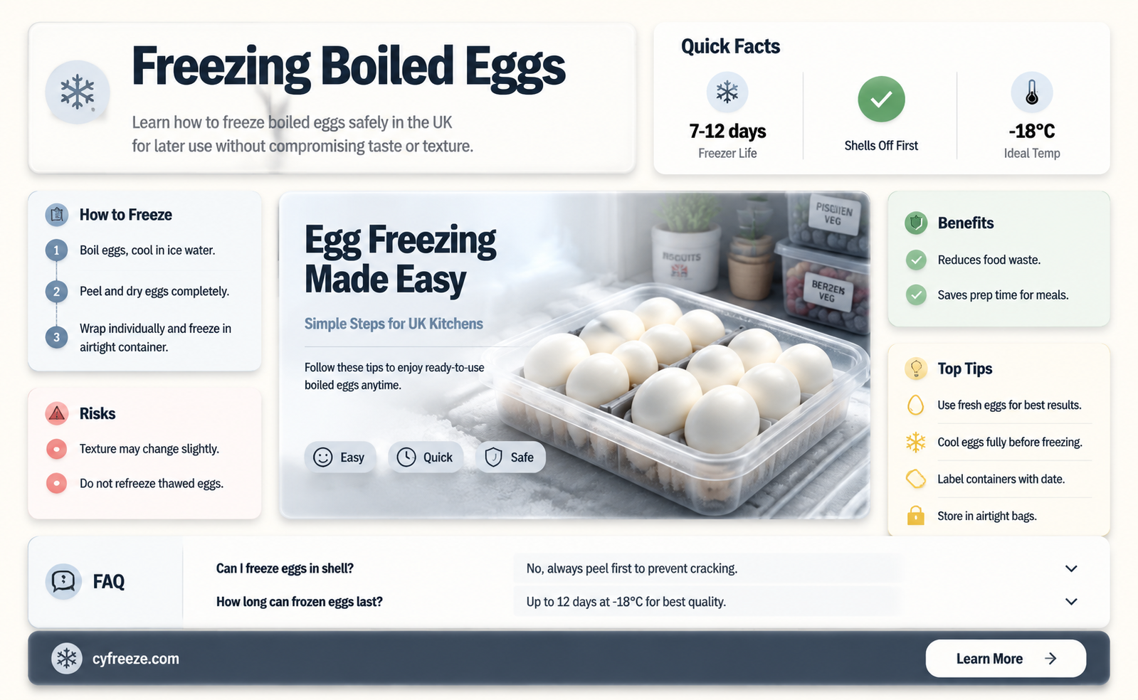 can you freeze boiled eggs uk