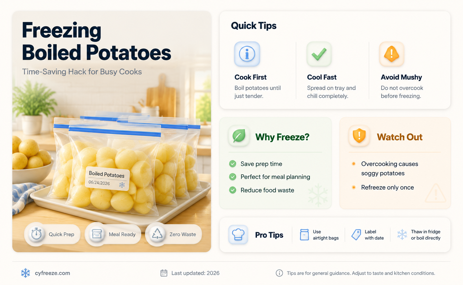 can you freeze boiled potatoes for later use