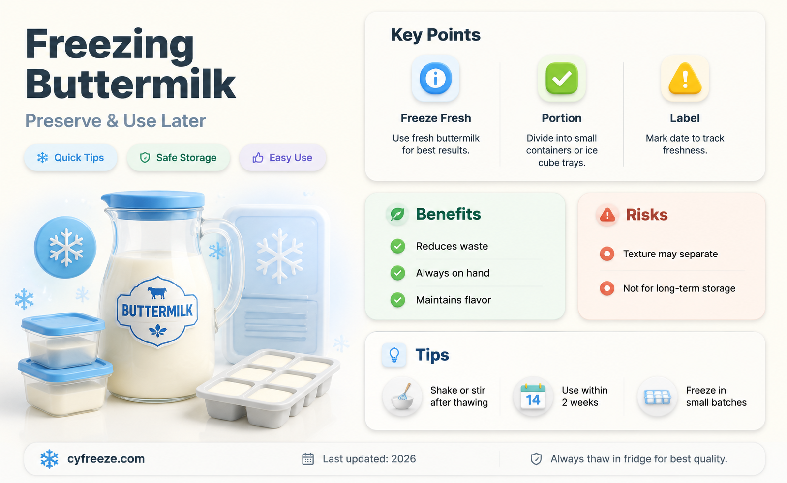 can you freeze buttermilk to use later