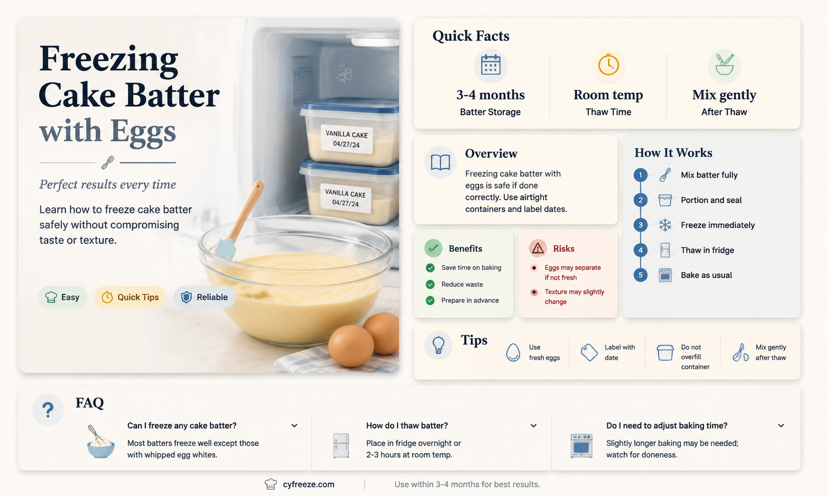 can you freeze cake batter with eggs