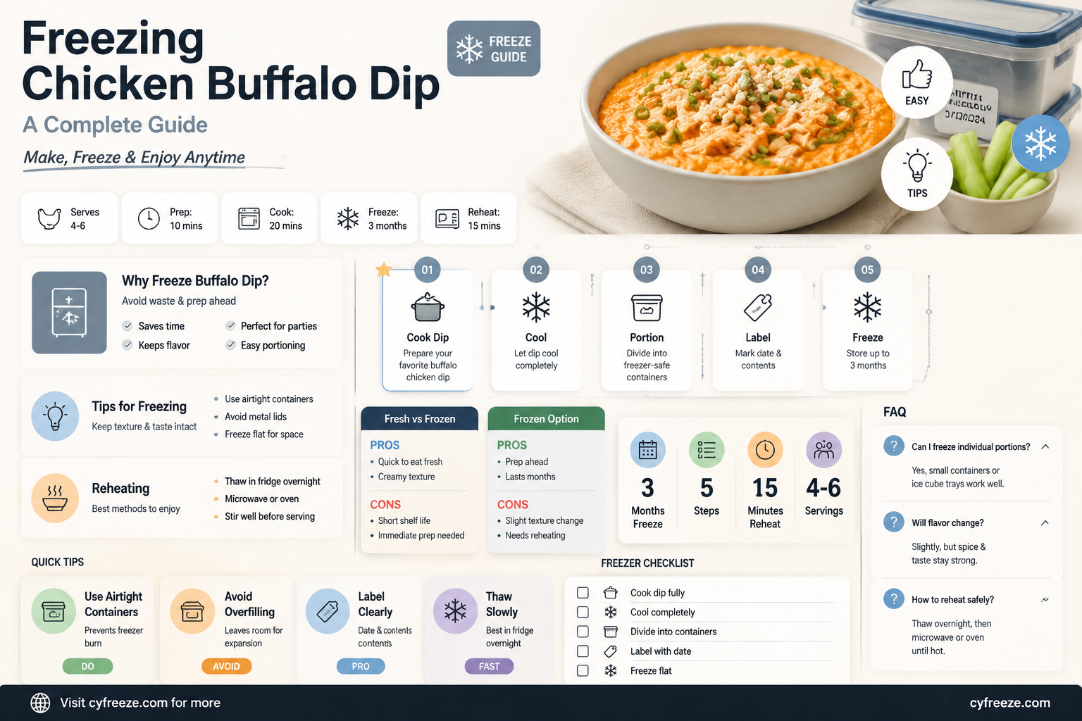 can you freeze chicken buffalo dip