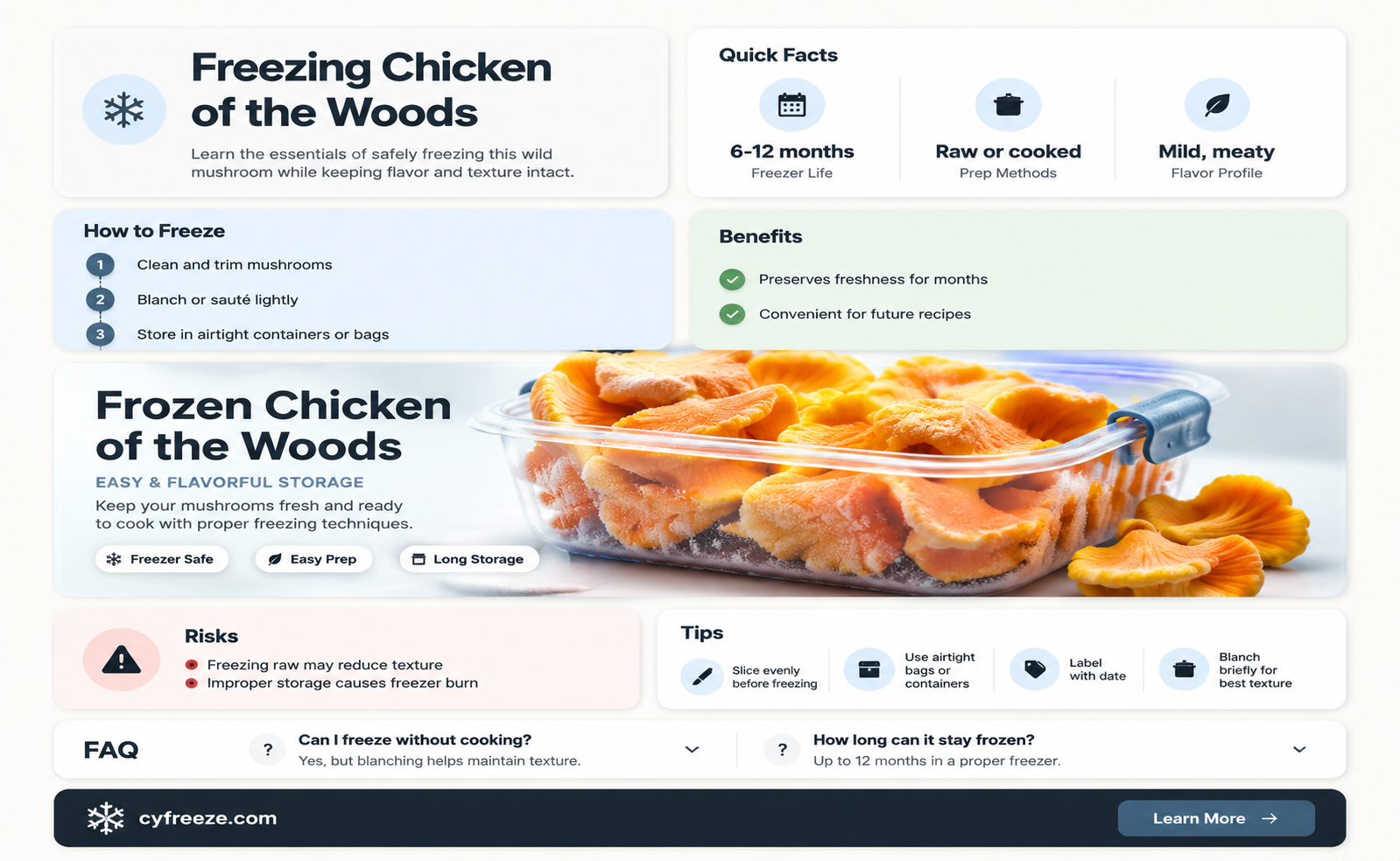 can you freeze chicken of the woods