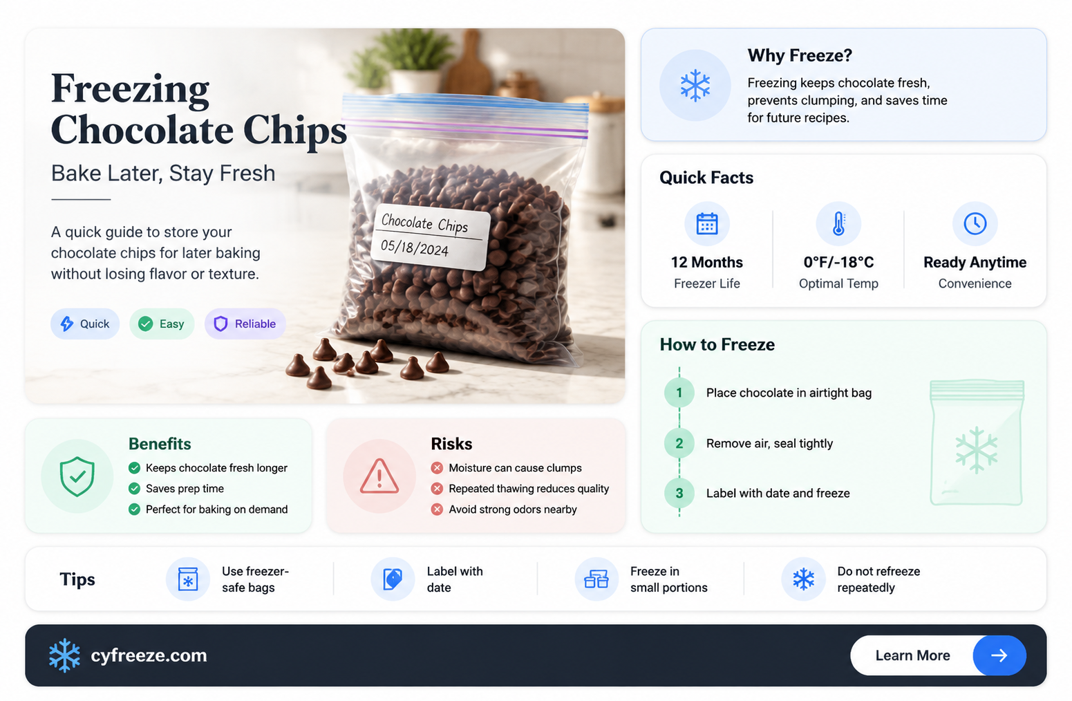 can you freeze chocolate chips and use for later
