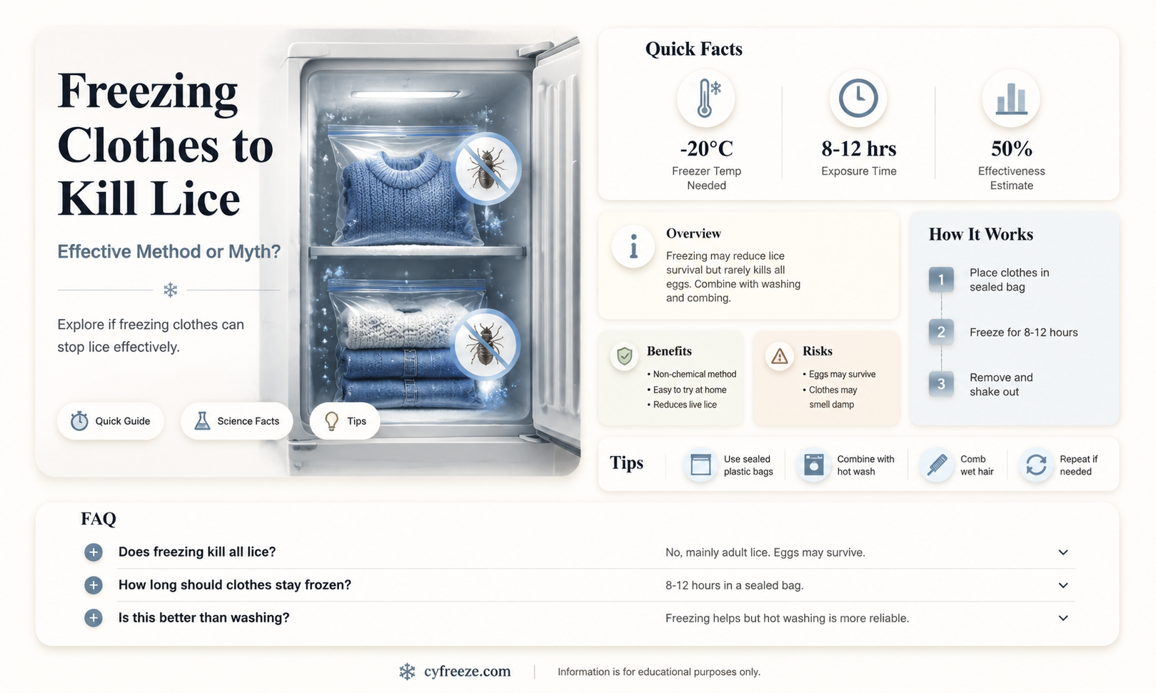 can you freeze clothes to get rid of lice
