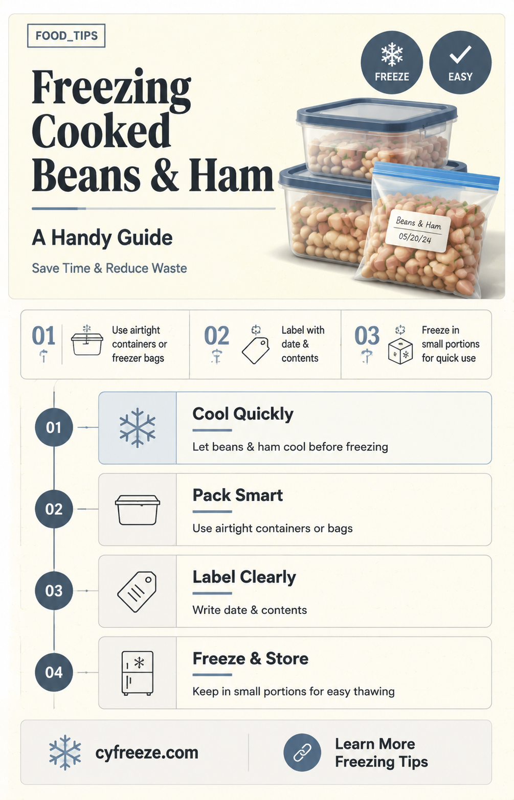 can you freeze cooked beans and ham