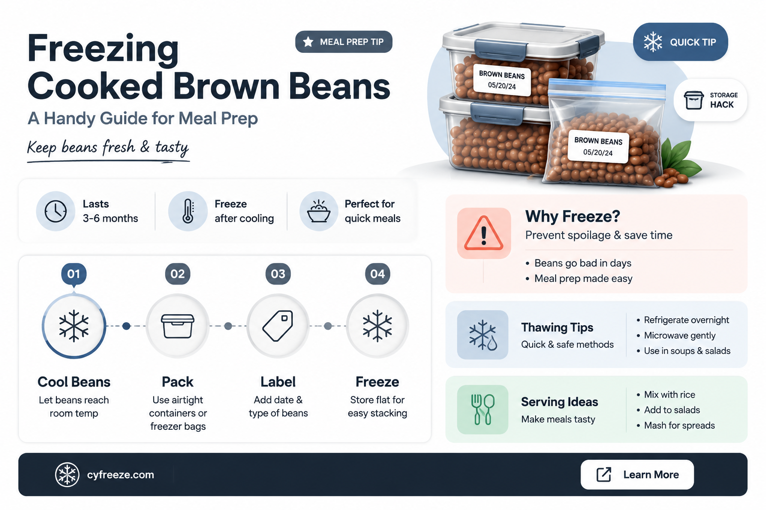 can you freeze cooked brown beans