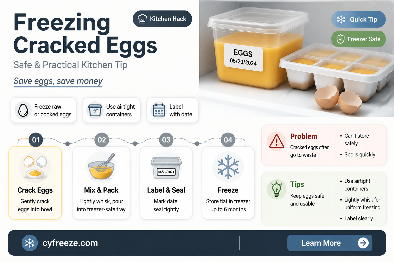 can you freeze cracked eggs