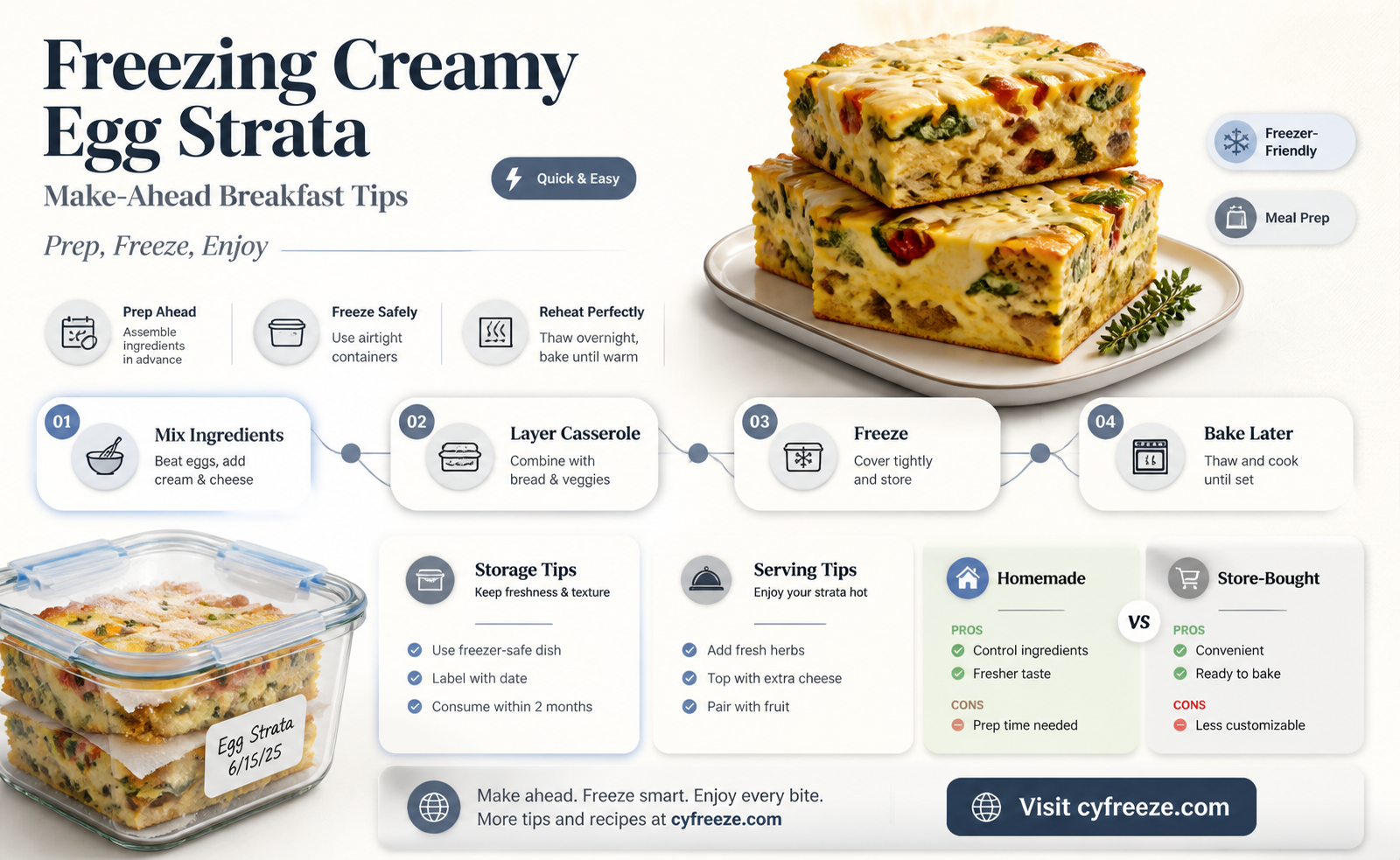 can you freeze a creamy egg strata