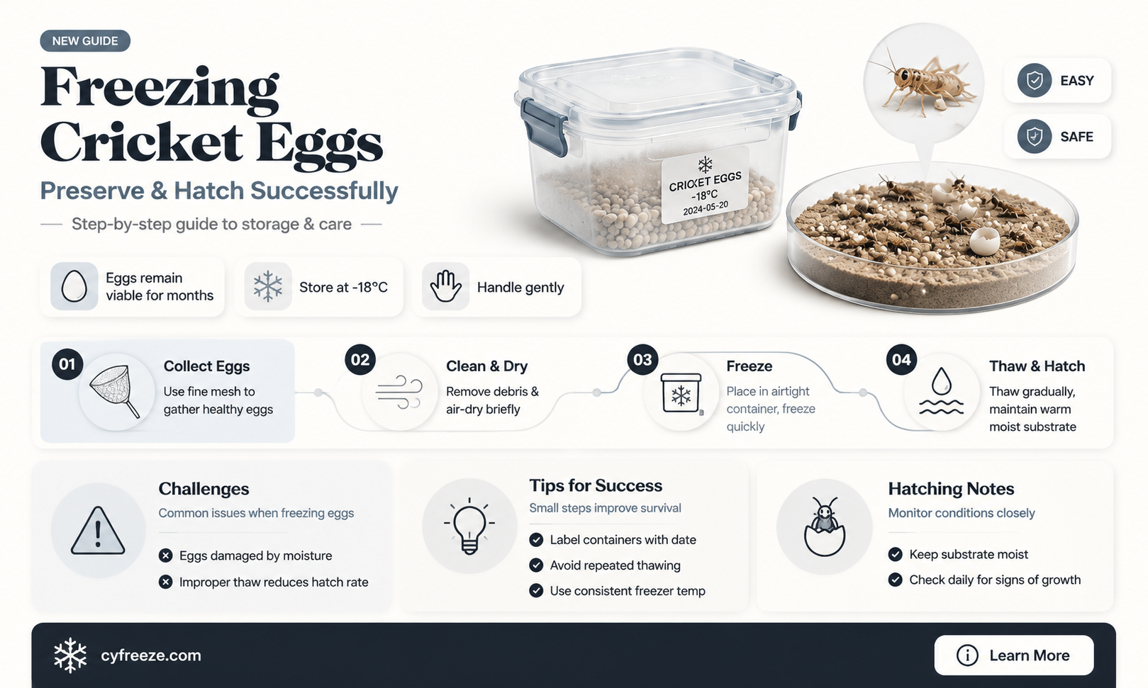 can you freeze cricket eggs