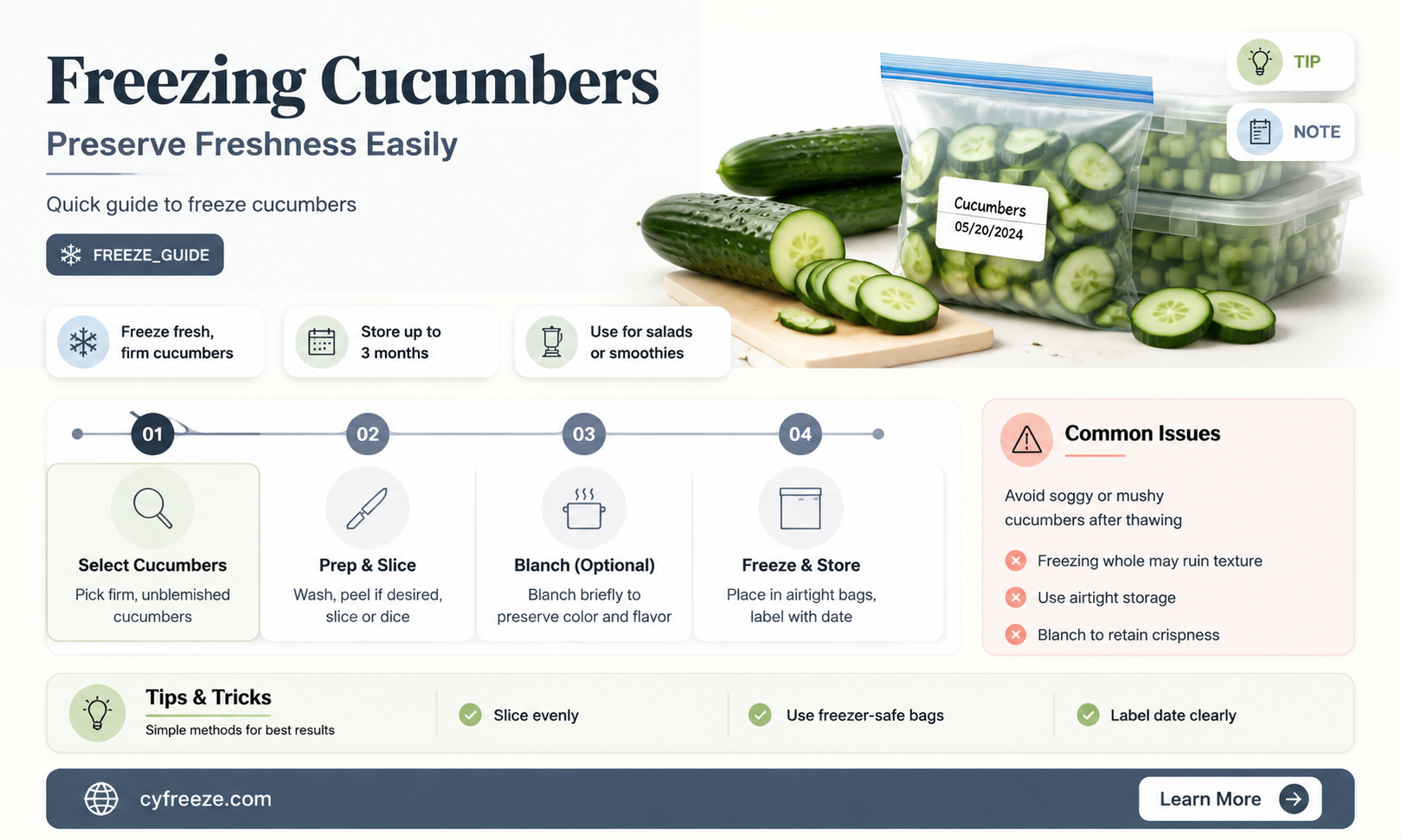 can you freeze cucumbers for later use