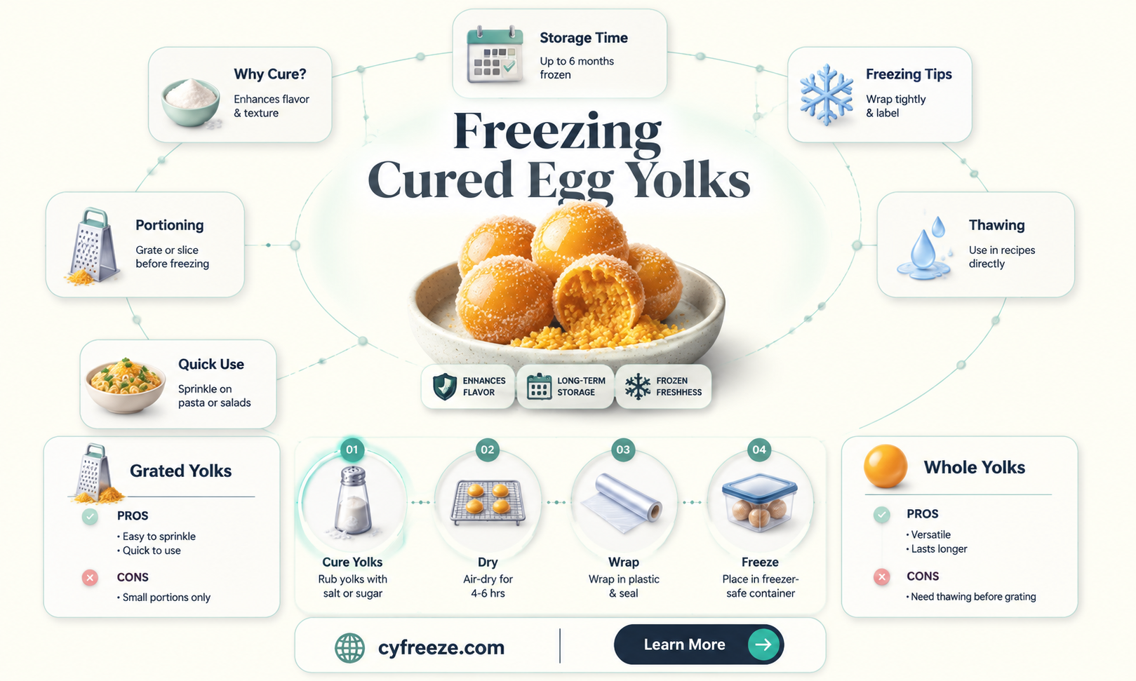 can you freeze cured egg yolks