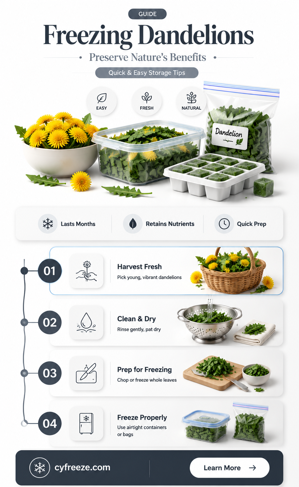 can you freeze dandelions for later use