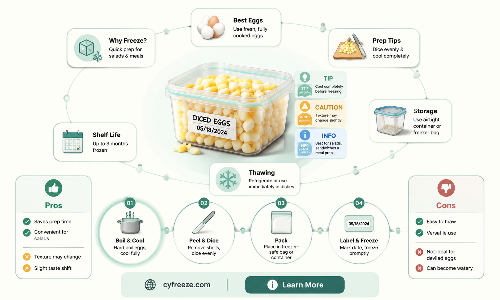 can you freeze diced boiled eggs