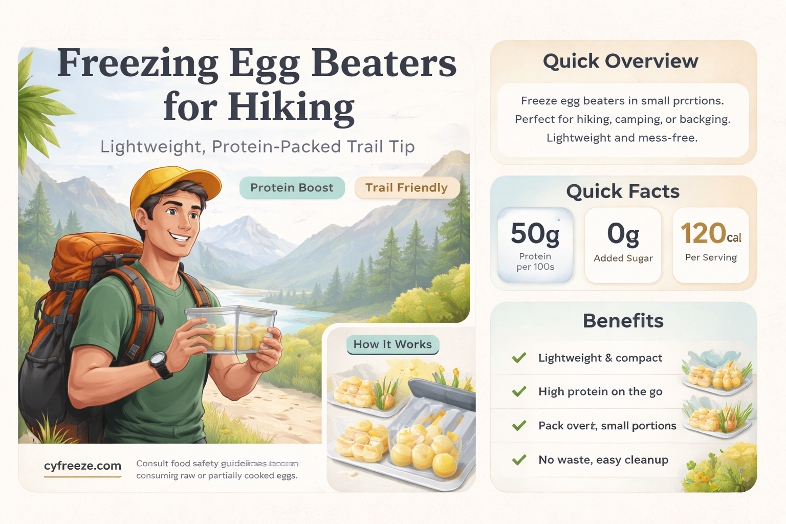 can you freeze egg beaters and pack them hiking