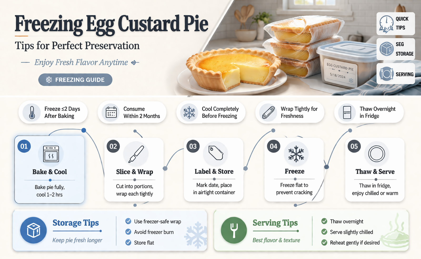 can you freeze an egg custard pie