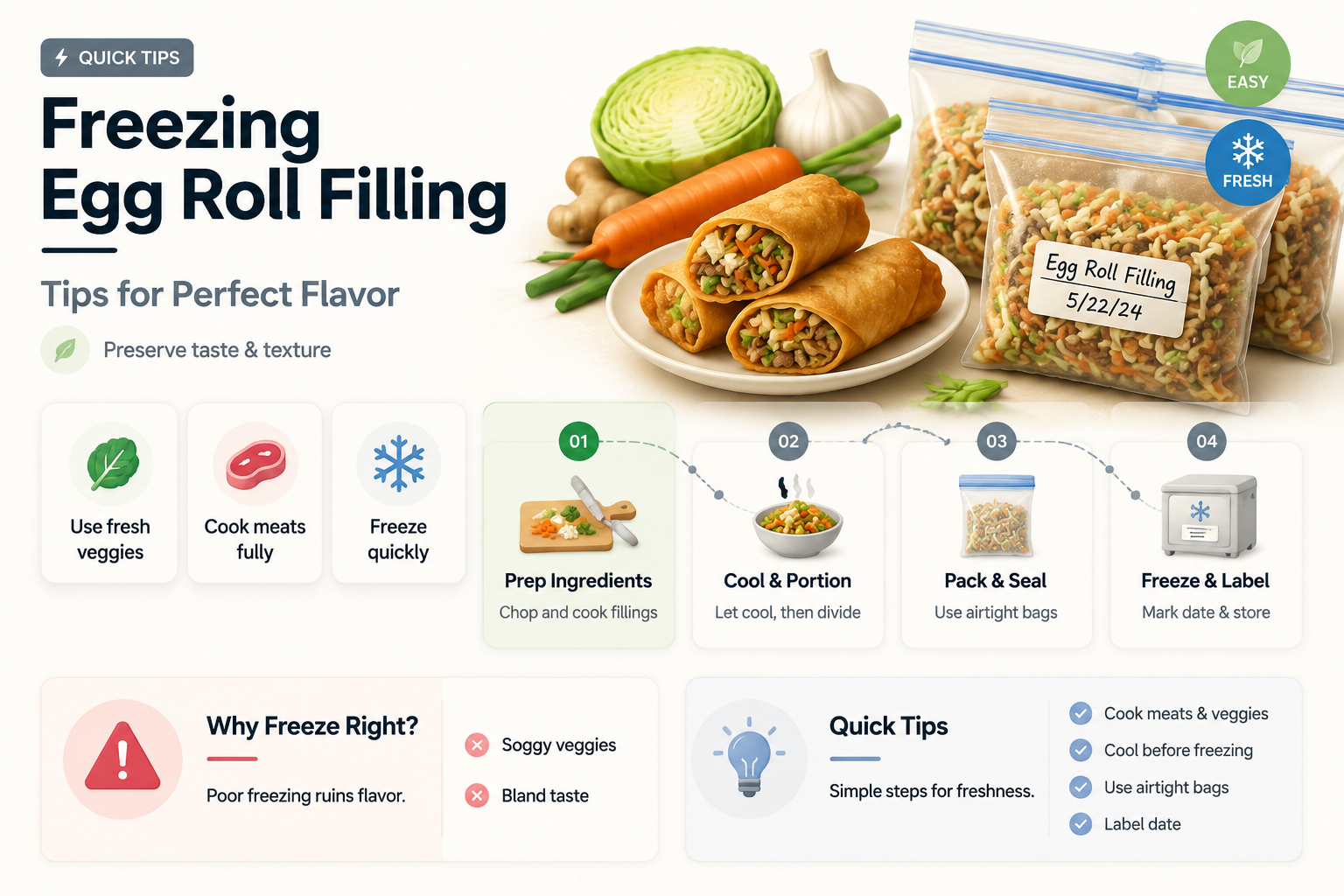 can you freeze egg roll filling