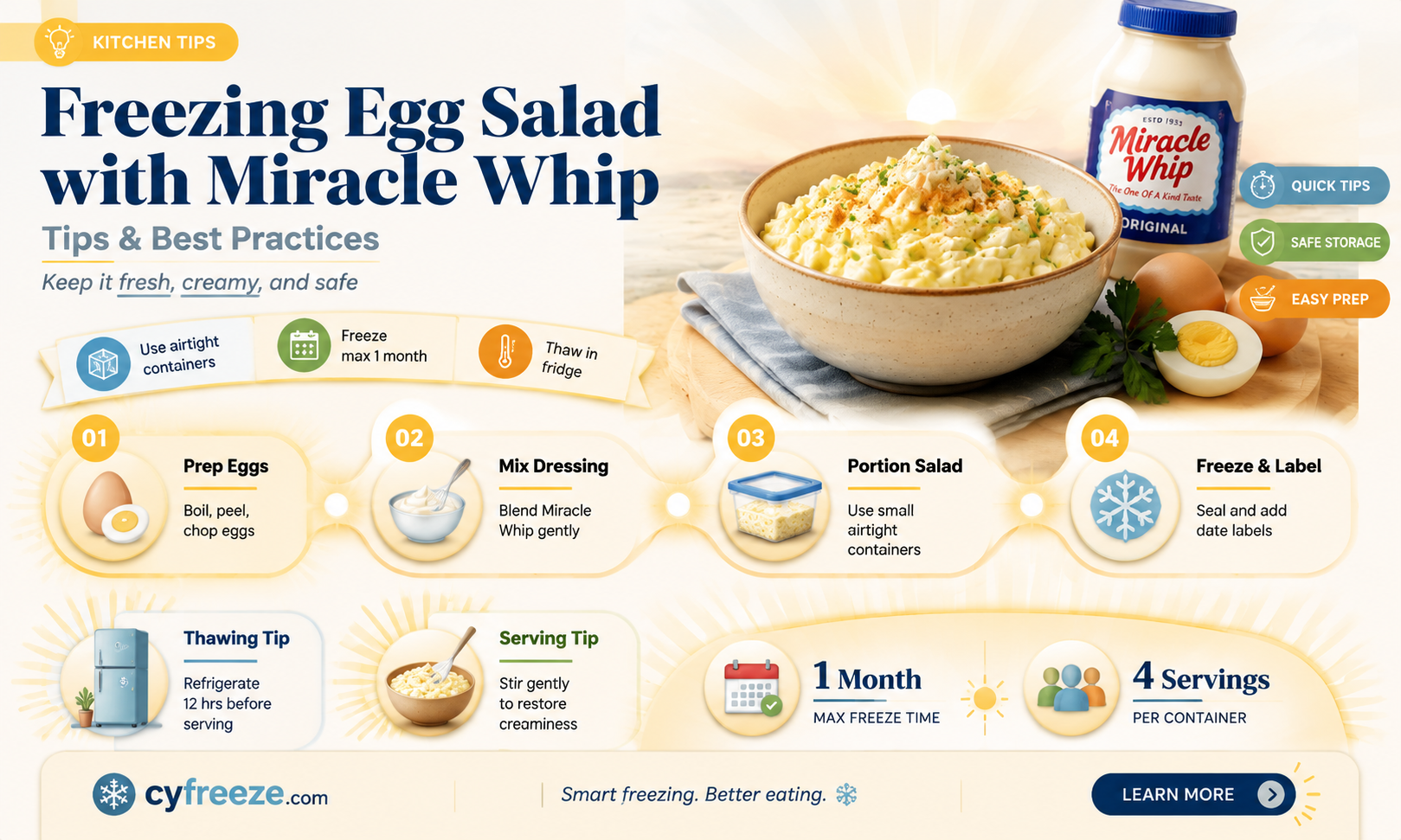 can you freeze egg salad made with miracle whip