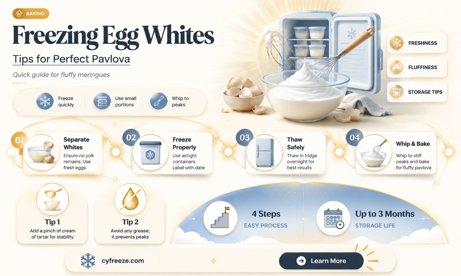 can you freeze egg whites for pavlova