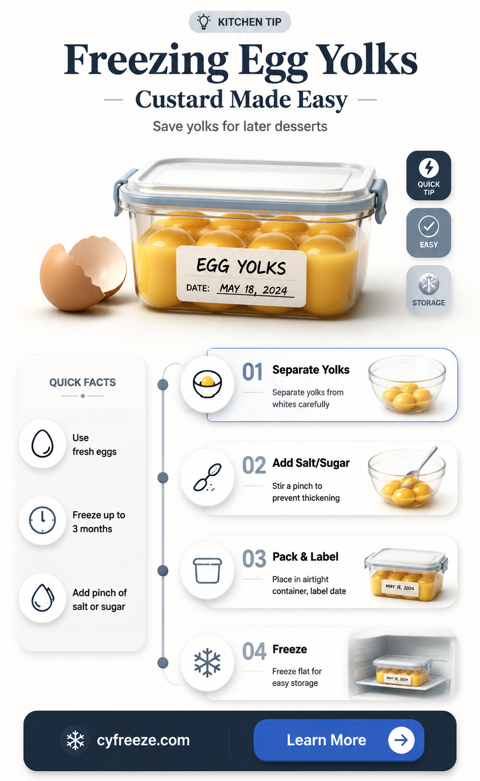 can you freeze egg yolks for custard