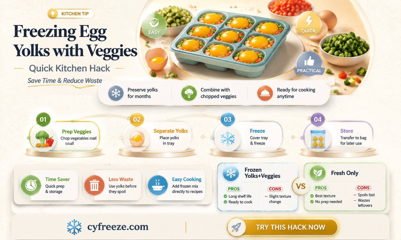 can you freeze egg yolks mixed with vegetables