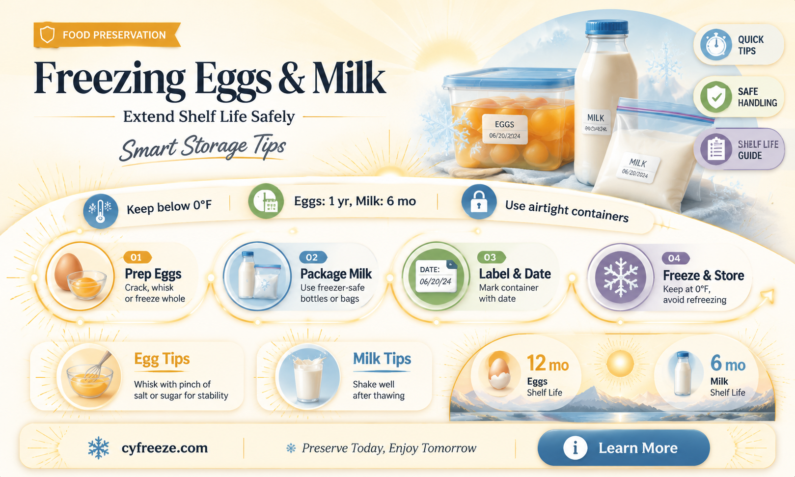can you freeze eggs and milk