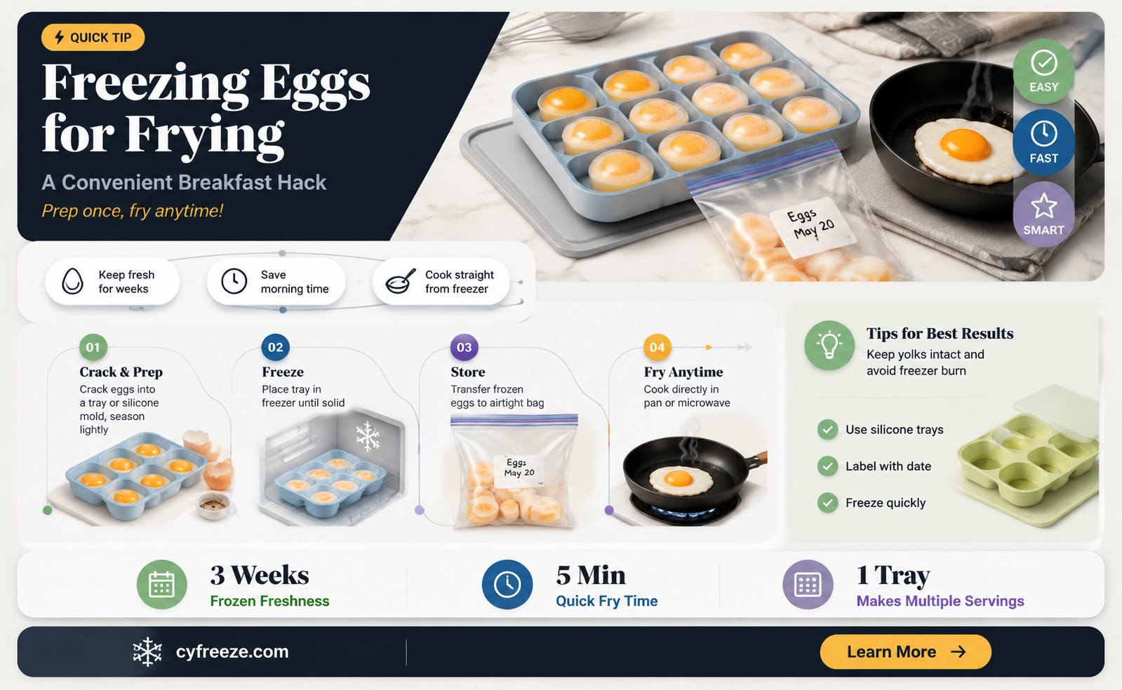can you freeze eggs and then fry them