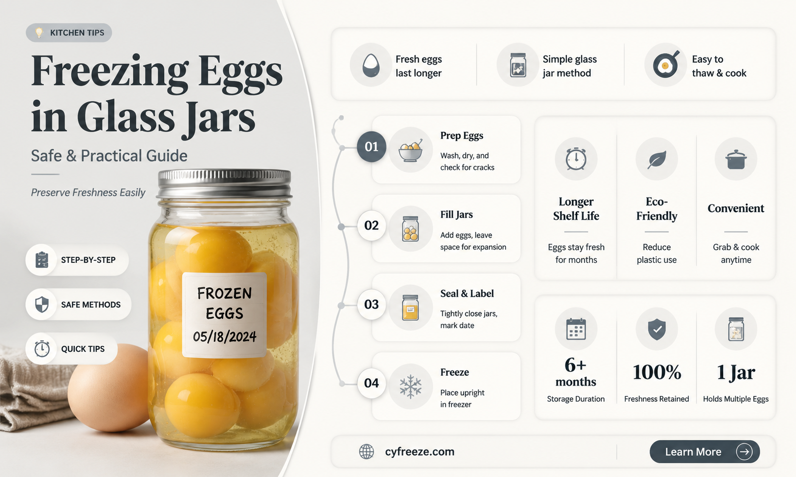 can you freeze eggs in a glass jar