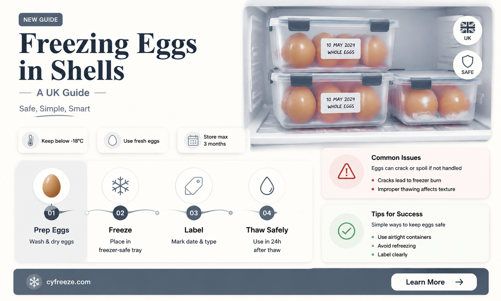 can you freeze eggs in the shell uk